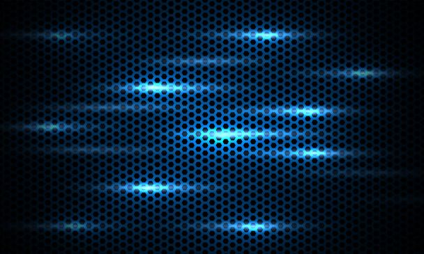 Fond bleu foncé. Texture bleu marine hexagone en fibre de carbone avec des éclairs lumineux. - Vecteur, image