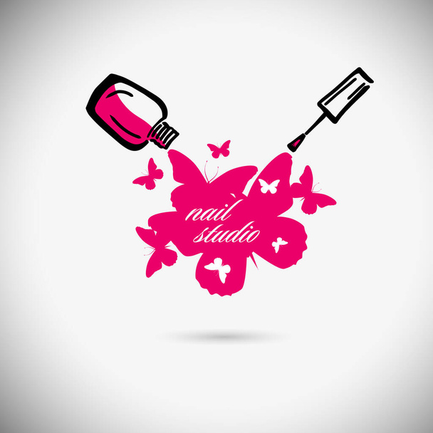 Nail studio. Nail polish logo. vector illustration - Vector, Image