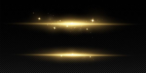 黄金の光の効果。概要光のレーザービーム。光の混沌としたネオン光線 - ベクター画像