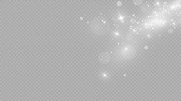 Falling Snow on Gray, Vector. Christmas Weather. Background.Glow light effect. Vector illustration. Christmas flash. dust. - Vector, Image
