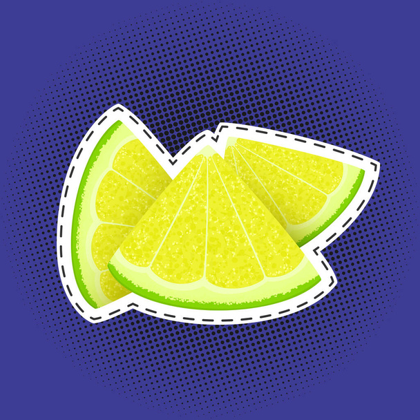 Кусочки лайма или лимона на фоне поп-арта - Вектор,изображение
