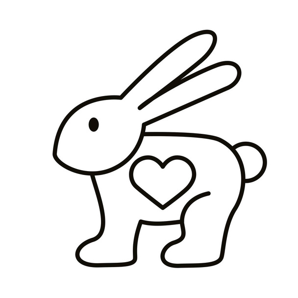 rabbit with heart - Vector, Image