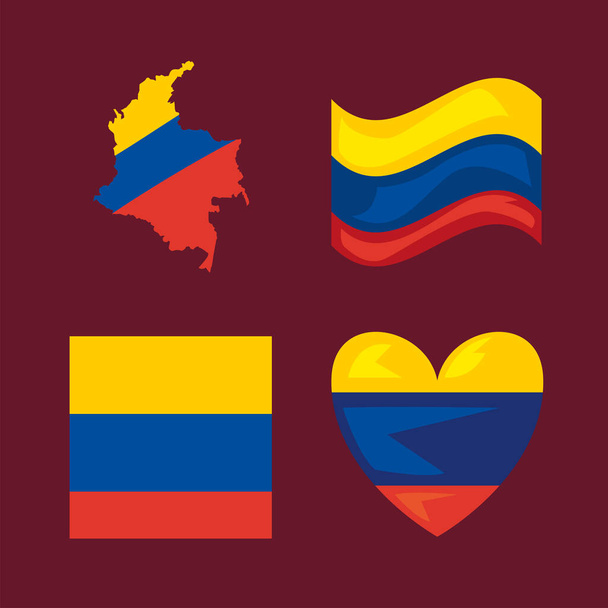 cuatro iconos colombianos de protesta - Vector, Imagen
