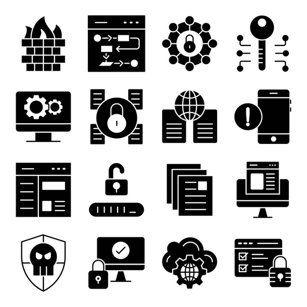 Pack de Iconos Sólidos de Seguridad y Protección  - Vector, Imagen