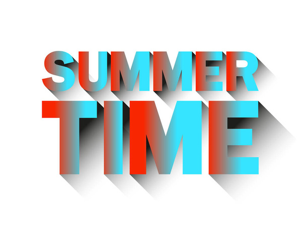 Καλοκαίρι, κείμενο απομονωμένο σε λευκό φόντο. Βαθμίδα κόκκινου και μπλε. Γράμματα με μεγάλη σκιά. 80s retro design για fashion banners, αφίσες και προσκλήσεις πάρτι. Εικονογράφηση διανύσματος - Διάνυσμα, εικόνα