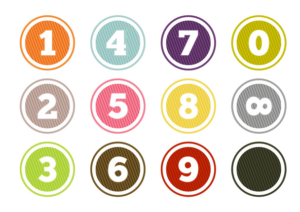 Colorful number buttons set - Vettoriali, immagini