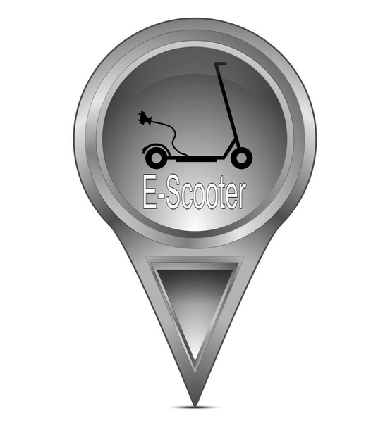 Pointeur de carte avec E-Scooter argent - illustration - Photo, image