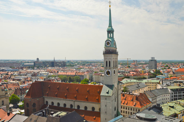 Mnichov, Německo,07 /24 /2021. Panoramatický výhled na centrum města. - Fotografie, Obrázek
