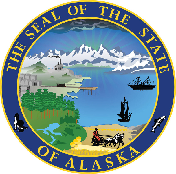 Офіційна векторна велика печатка Федеральної землі Аляска, США - Вектор, зображення