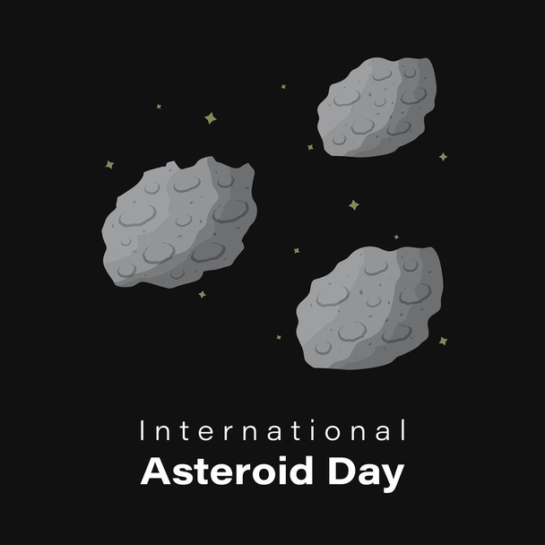 ilustração vetorial para o dia internacional de asteróides. - Vetor, Imagem