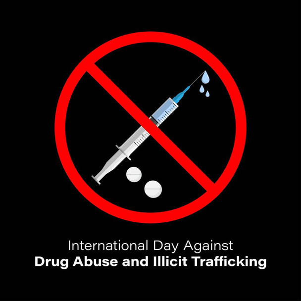 Międzynarodowy Dzień Walki z Narkotykami i Ilustracją Wektora nielegalnego handlu narkotykami - Wektor, obraz