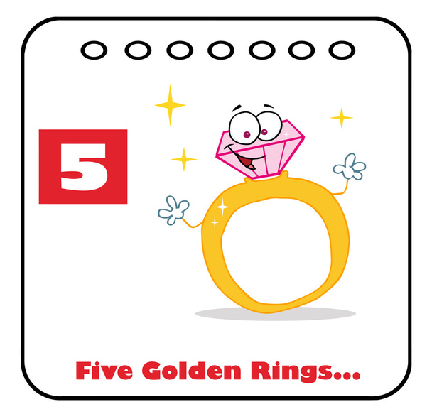 Diamond Ring On A Christmas Calendar With Text And Number Five - Photo, Image