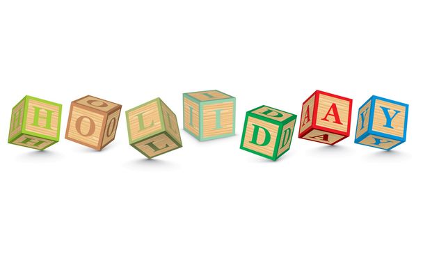 Word HOLIDAY written with alphabet blocks - Vector, Image