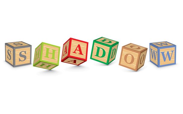Слово SHADOW, написане з блоками алфавітів
 - Вектор, зображення