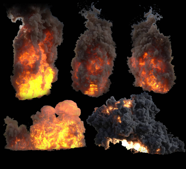 Vuur, vlammen, explosies en rook - Foto, afbeelding