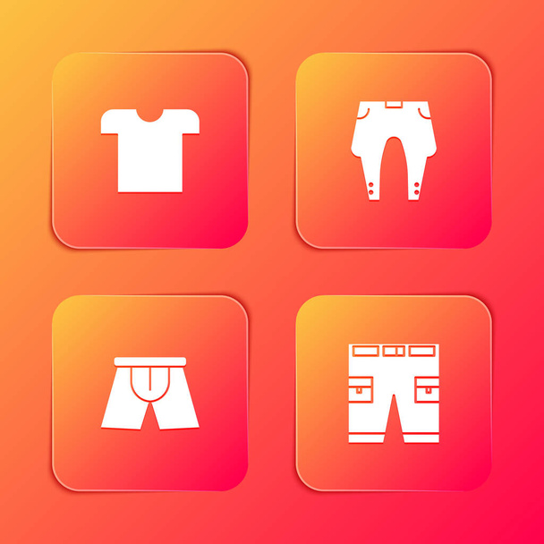 Set T-shirt, Pants, Men underpants and Short or icon. Vector. - Vetor, Imagem
