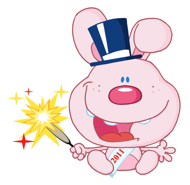 Nuevo personaje de dibujos animados de conejo de bebé de año rosa
 - Foto, Imagen