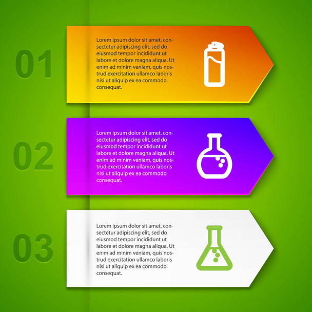 Set line Sport bottle with water, Test tube and flask,  and Household chemicals. Business infographic template. Vector. - Vector, Image