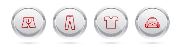 Set line Men underpants, Pants, T-shirt and Sport bag. Silver circle button. Vector. - Vector, Image