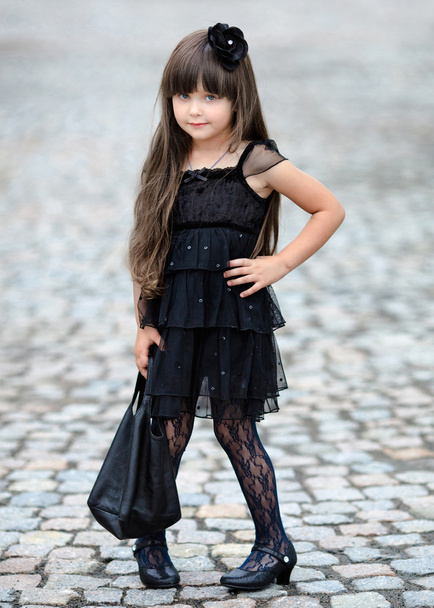 portrait of a beautiful fashion little girl - 写真・画像