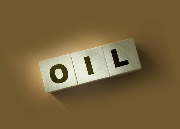 slovo OIL na kostky bloky na červenou. World Economics business concept. - Fotografie, Obrázek