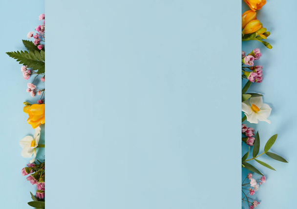 flores da primavera no fundo azul - Foto, Imagem