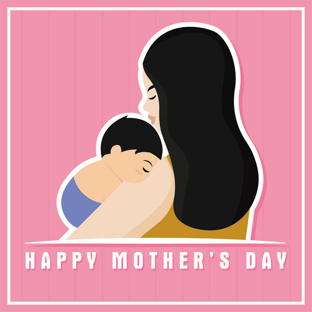Mother carrying her son Mother day poster - ベクター画像