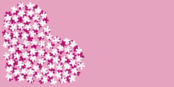 Открытка с сердцем из розовых фломастер.Розовый фон цветов в форме сердца .Trendy Design. День святого Валентина - Фото, изображение