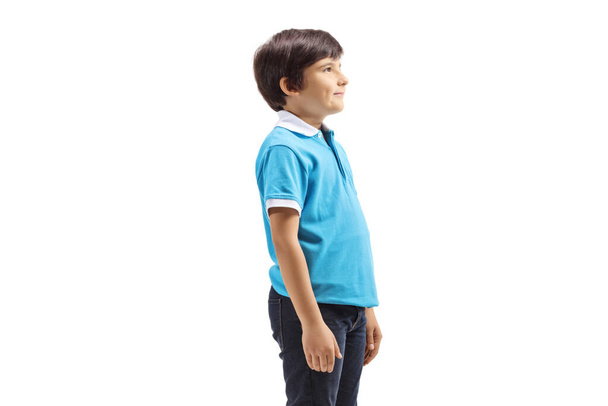 Kid standing and waiting isolated on white background - Φωτογραφία, εικόνα
