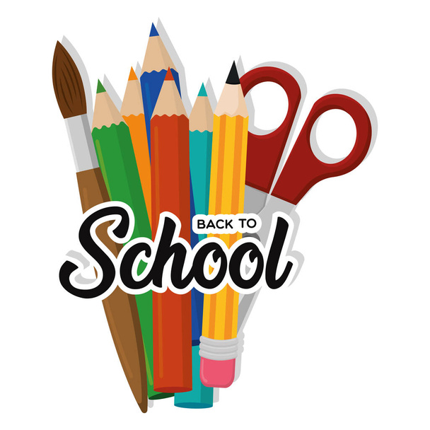 Back to school poster with school supplies - Vettoriali, immagini