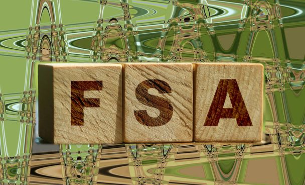 Flexible Ausgabenrechnung FSA auf einem Holzwürfel geschrieben. Finanzkonzept. - Foto, Bild