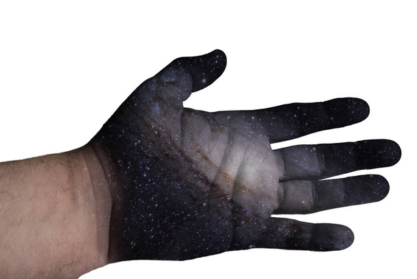 Tema astronomico dipinto a mano con la galassia di Andromeda - Foto, immagini