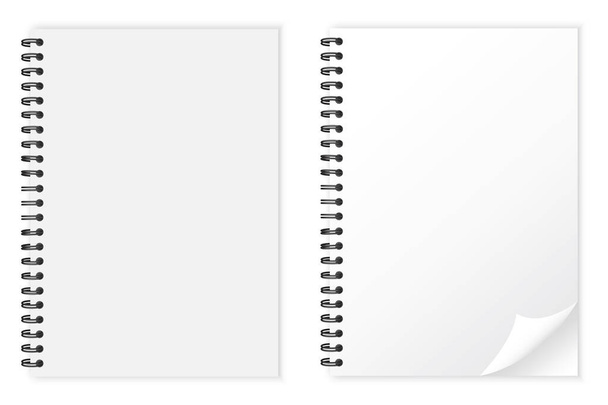 Reális fehér jegyzetfüzet. Fehér notebook mockup izolálva. Üzleti koncepció. Készletkép. Vektorillusztráció. - Vektor, kép