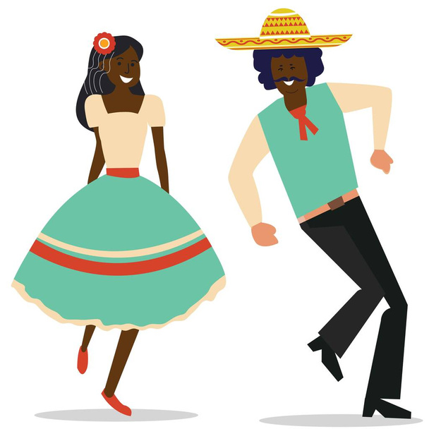 Мексиканские танцоры и латиноамериканские народные праздники. - Вектор,изображение