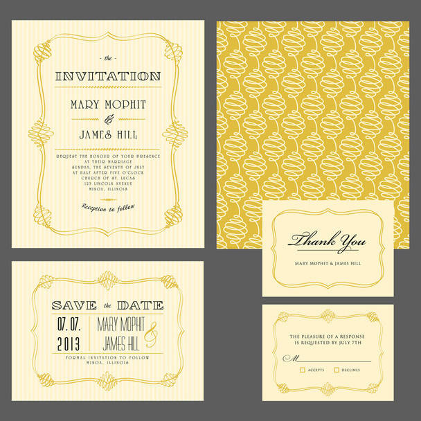 Conjunto de convites de casamento clássicos
 - Vetor, Imagem