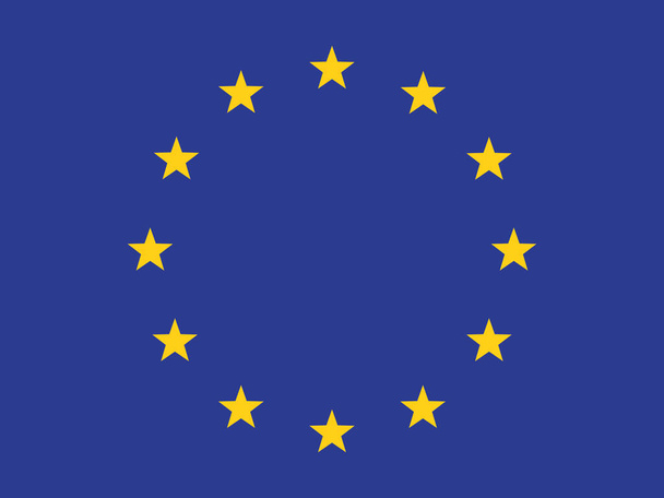 Bandeira oficial da União Europeia. União Europeia. Símbolo oficial. Doze estrelas. Tratados políticos. Zona económica. Estados europeus. Cor azul. Integração europeia. Banca. - Vetor, Imagem