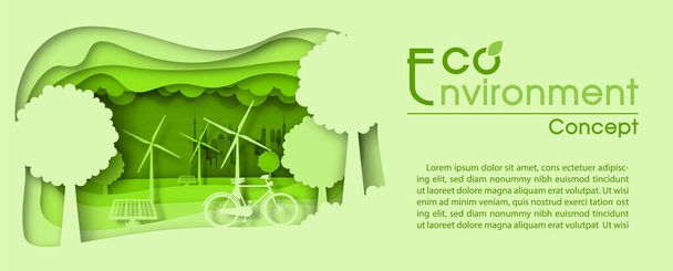 World Environment and economy concept's poster campaign in paper cut style and banner vector design. - Vetor, Imagem