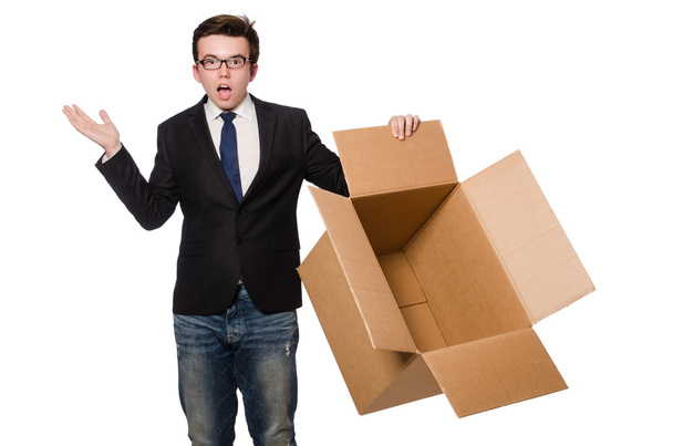 Смешной человек с коробками
 - Фото, изображение