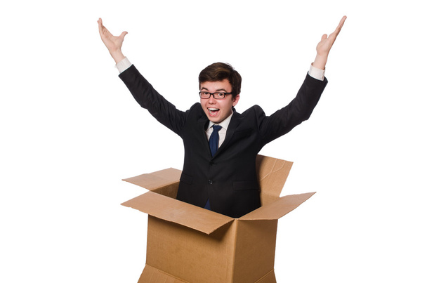 Homem engraçado com caixas
 - Foto, Imagem