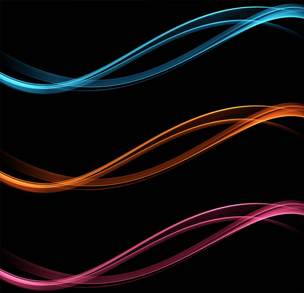 Vector abstract colorful flowing wave lines isolated on black background. Design element for technology, science, music or modern concept. - Vector, Imagen