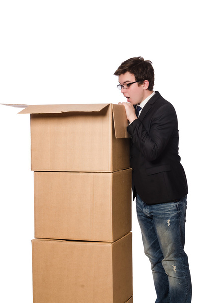 Hombre divertido con cajas
 - Foto, Imagen