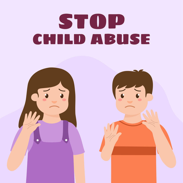 Ручной рисунок остановки жестокого обращения с детьми - Вектор,изображение