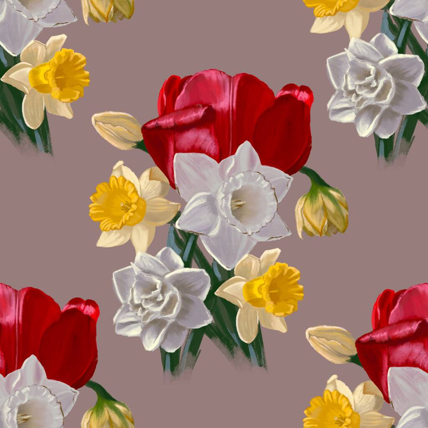 Bouquet de narcisse et de pavot  - Photo, image