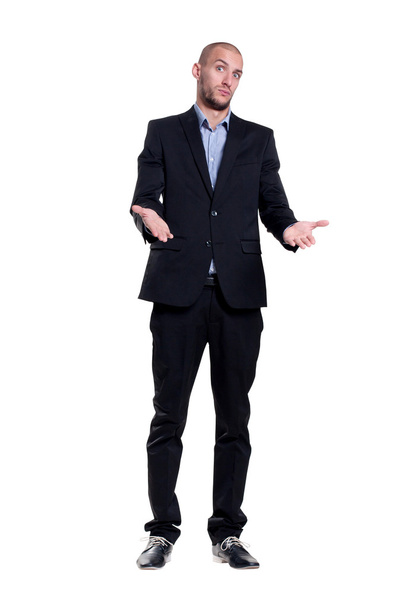Surprised a young businessman in suit - Foto, Imagem