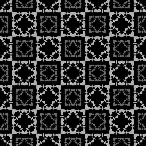 Modèle de fond noir et blanc avec des ornements décoratifs - carreaux, papier peint. Motif sans couture, texture. Graphiques vectoriels - Vecteur, image