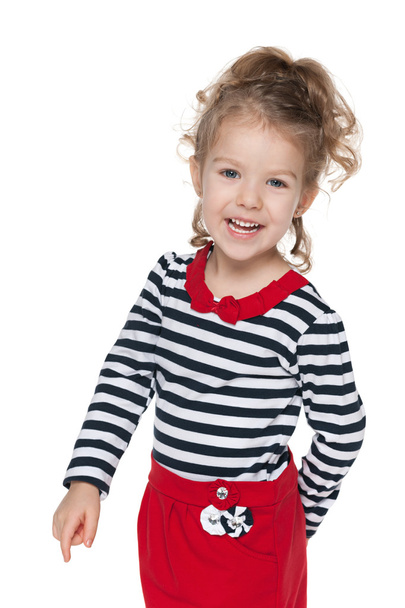 Happy little girl in the striped blouse - Foto, immagini