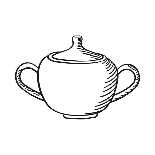 Vector hand drawn sugar bowl - Vetor, Imagem