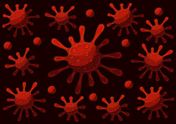 Vector of viruses on white background. Bacteria, germs microorganis, virus cell. Coronavirus. Icons set - Vettoriali, immagini