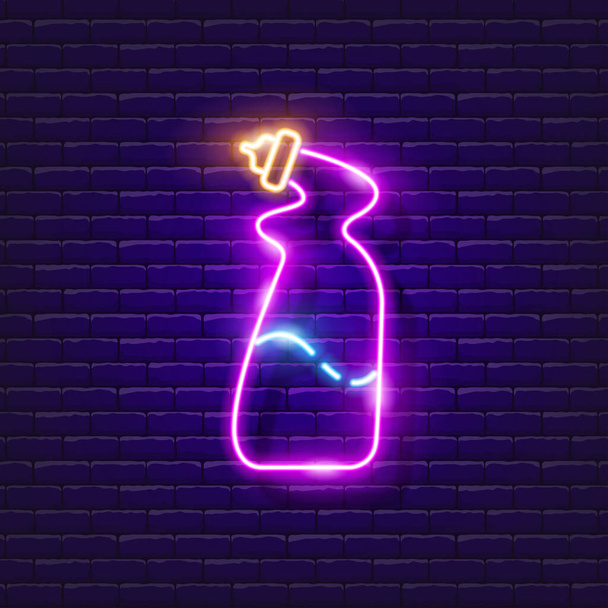 Toilet cleaner neon icon. Vector illustration for design. Template bottle glowing sign. Hygiene concept - Vector, Imagen
