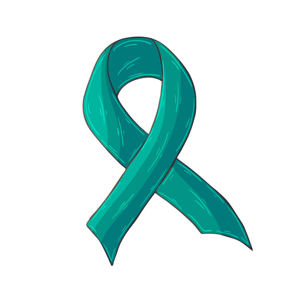 Vector icon in hand draw style. Image isolated on white background. Jade ribbon. Hepatitis B problem - Vector, Imagen
